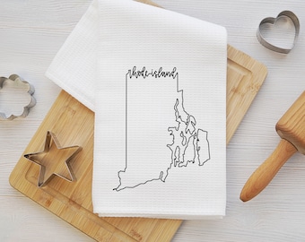 Toalla de té de Rhode Island - Toalla de cocina de Rhode Island - Toalla de plato de Rhode Island - Regalo de agente inmobiliario de Rhode Island - Decoración de Airbnb de Rhode Island