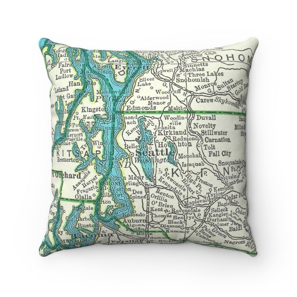 Seattle Map Pillow - Seattle Pillow - Seattle Wedding Gift - Seattle Housewarming Gift