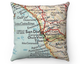 InkfulMerch San Diego California State City Road Map Throw Pillow Multicolor 18x18 InkfulMerch San Diego California State City Road Map Throw Pillow Multicolor 18x18