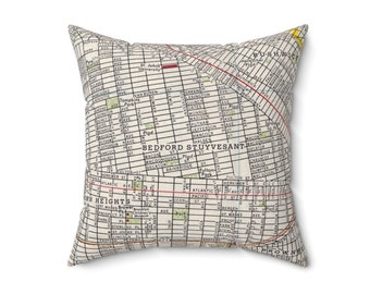 Bedford-Stuyvesant Brooklyn New York Map Pillow - Bed-Stuy Pillow - Bedford-Stuyvesant Housewarming Gift - Bedford-Stuyvesant Realtor Gift