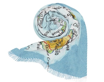 Hawaii Map Scarf - Hawaii Travel Scarf - Hawaii Wrap - Hawaii Pashmina - Hawaii Travel Wrap - Hawaii Vacation - Hawaii Trip - Hawaiian Gift