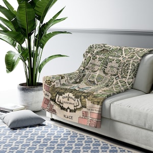 Palace of Versailles Map Blanket - Palace of Versailles Blanket - Versailles Blanket - Versailles Gardens - Versailles Map - France Vacation