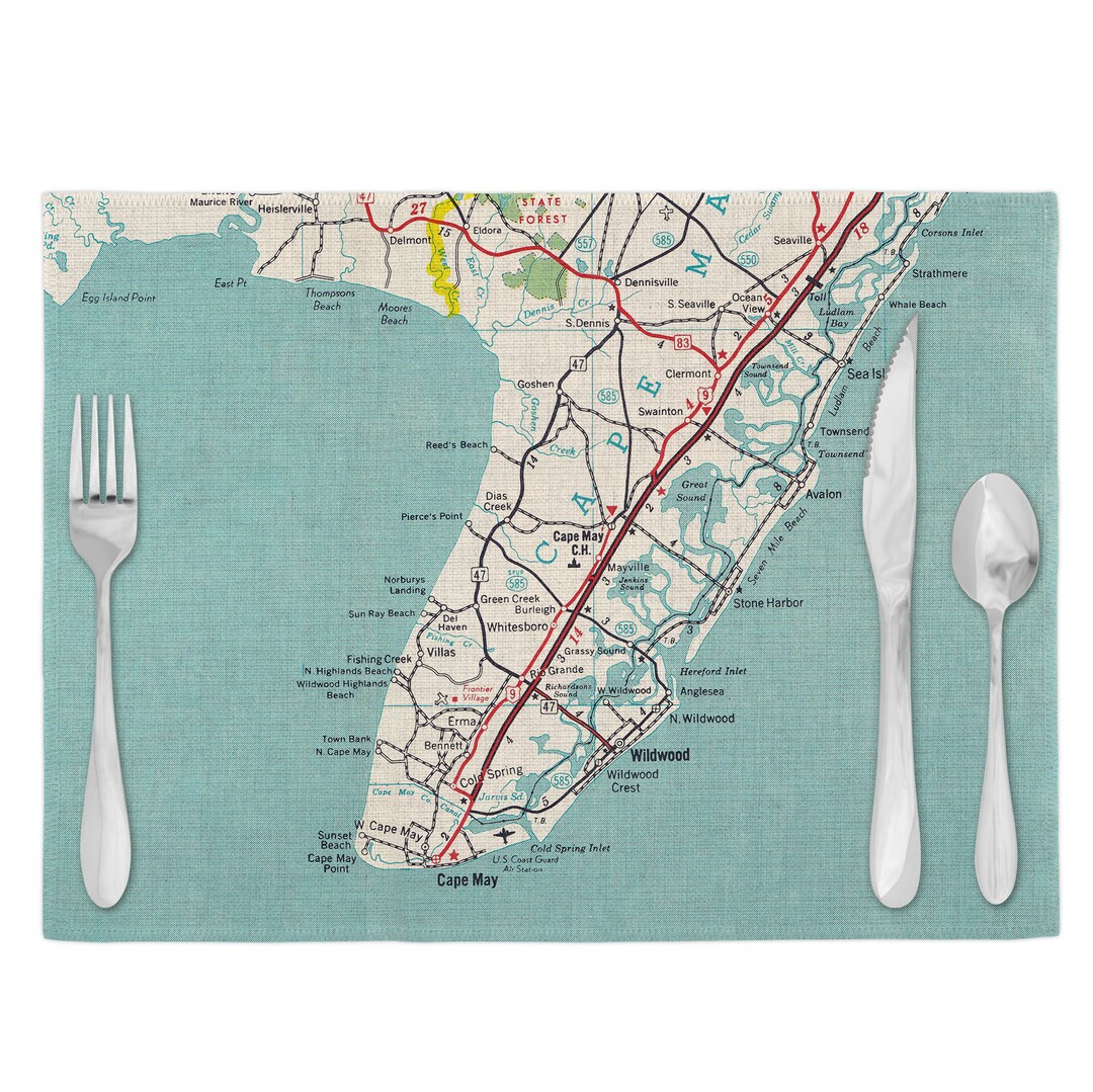Cape May New Jersey Map Placemats Cape May Placemat Set Cape May Airbnb