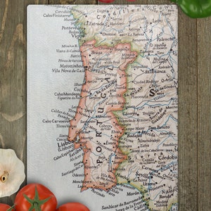 Portugal Map Cutting Board - Portugal Map Charcuterie Board - Portugal Cheese Board - Portugal Airbnb Decor - Portugal Kitchen Gift