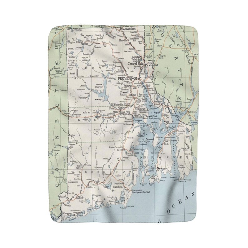 Rhode Island Gift Rhode Island Blanket Wanderlust Blanket Rhode Island Map Fleece Blanket Rhode Island Map Blanket