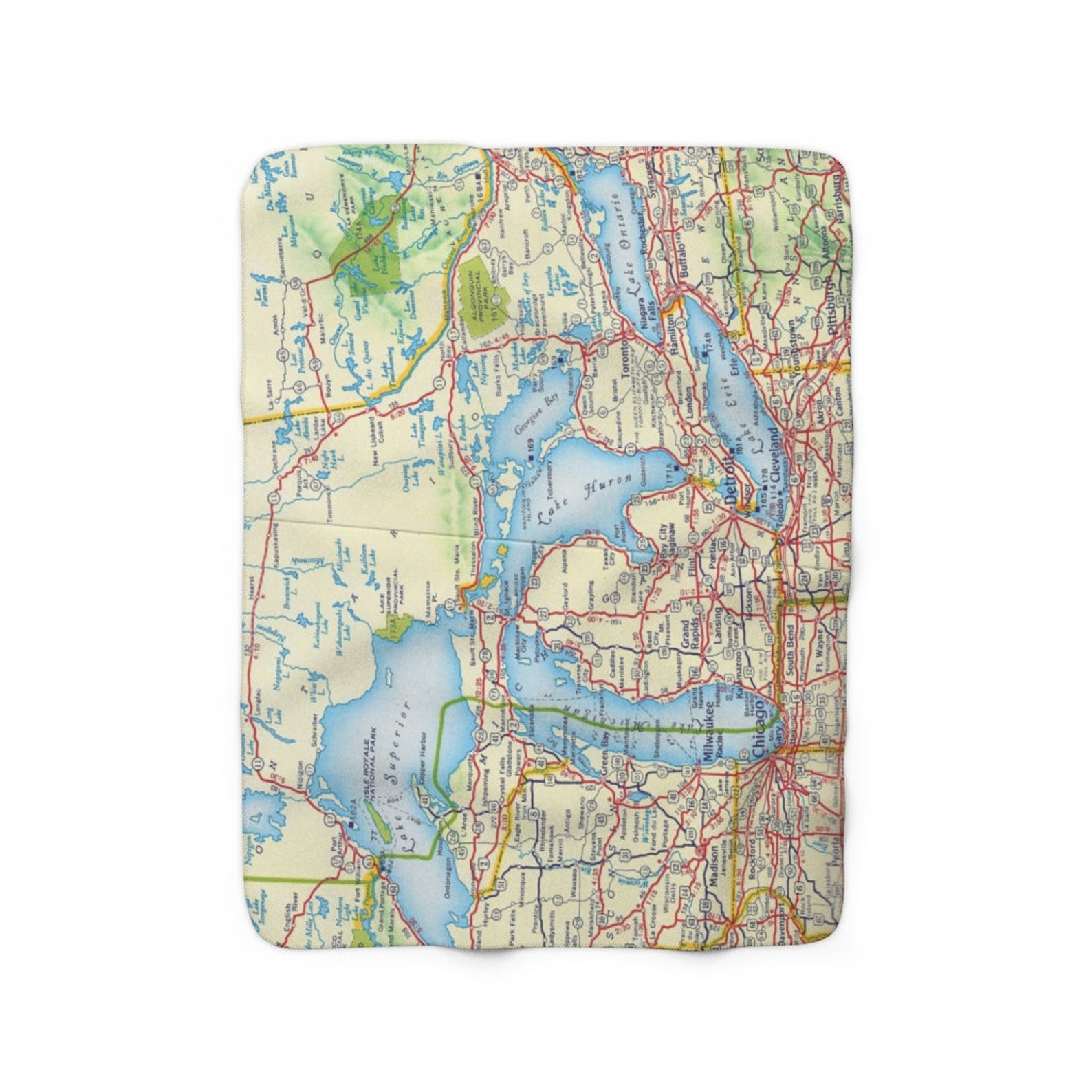 Great Lakes Fleece Blanket Great Lakes Map Blanket Etsy