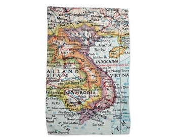 Vietnam Map Tea Towel - Vietnam Kitchen Towel - Vietnam Dish Towel - Vietnam Dishtowel - Vietnam Wedding Gift - Vietnam Map