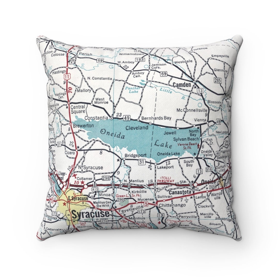 Oneida Lake New York Map Pillow Oneida Lake Pillow Oneida Lake Airbnb