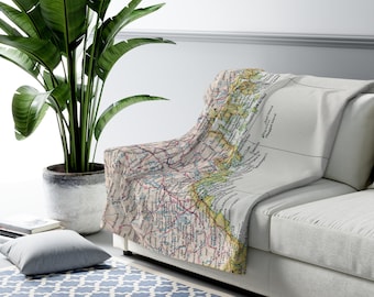 Maine Coast Fleece Blanket - Maine Map Blanket - Maine Fleece Blanket - Maine Realtor Gift - Maine Housewarming Gift - Maine Wedding Gift