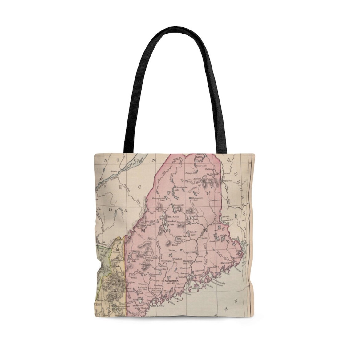 Maine Kaart Tote Bag Maine Tote Maine Tote Bag Market Etsy