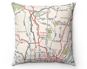 University of Cincinnati Map Pillow - University of Cincinnati Pillow - Housewarming Gift - University of Cincinnati Graduation Gift