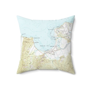 Hanalei Bay Kauai Hawaii Map Pillow - Hanalei Bay Pillow - Hanalei Bay Airbnb - Hanalei Bay Map - Hanalei Bay Wedding Gift - Kauai Realtor