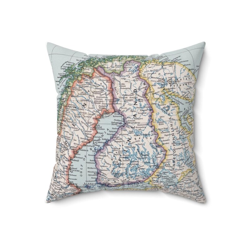 Finland Map Pillow Finland Pillow Finland Housewarming Gift Finland Airbnb Finland Decor Finnish Housewarming image 1