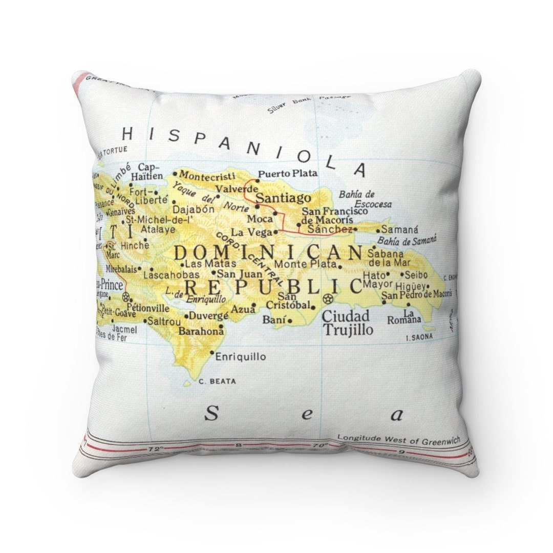 Dominican Republic Vintage Map Pillow Dominican Republic Etsy