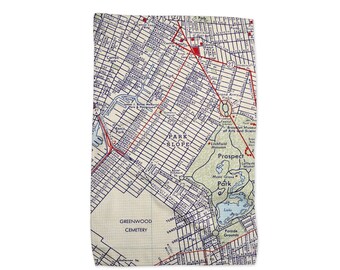 Park Slope Brooklyn Map Towel - Park Slope Kitchen Towel - Park Slope Airbnb - Park Slope Tea Towel - Park Slope Dishtowel