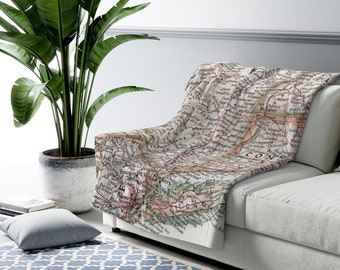 Hudson Valley New York Sherpa Fleece Blanket - Hudson Valley Map Blanket - Hudson Valley Fleece Blanket - Hudson Valley Wedding Gift