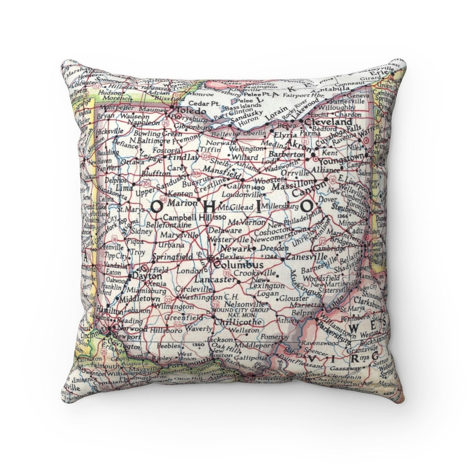 Ohio Map Pillow Ohio Pillow Wedding Gift Housewarming Etsy