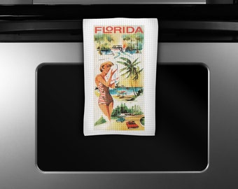 Florida Travel Tea Towel - Florida Kitchen Towel - Florida Dish Towel - Florida Airbnb - Florida Housewarming Gift - Florida Kitchen