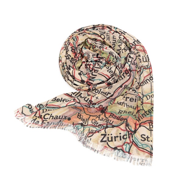 Rhine River Cruise Map Scarf - Rhine River Scarf - Rhine River Cruise Travel Scarf - Rhine River Gift - Rhine River Map Wrap