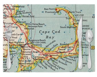 Cape Cod Map Placemats - Cape Cod Placemat Set of 4 - Cape Cod Airbnb Decor - Cape Cod Kitchen - Cape Cod Dining Room