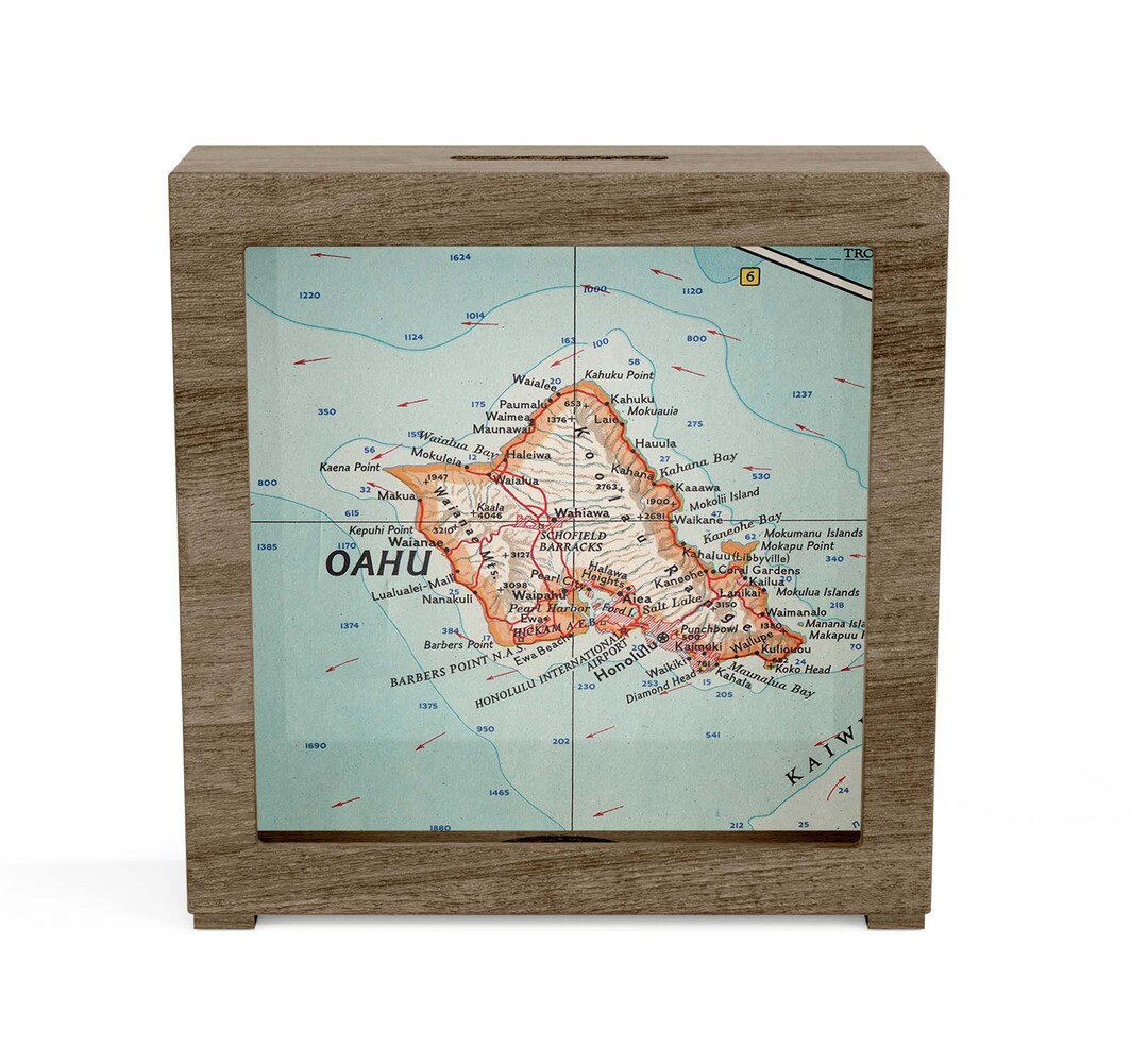 Oahu Hawaii Shadow Box Bank Oahu Trip Savings Box Oahu Etsy