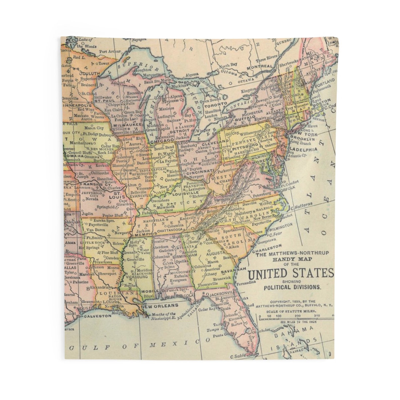 Eastern United States Map Wall Tapestry Map Tapestry East  Etsy