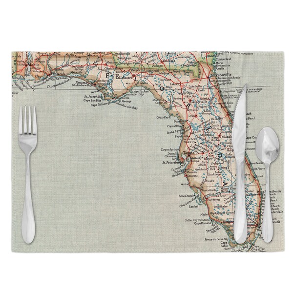 Florida Map Placemats Etsy