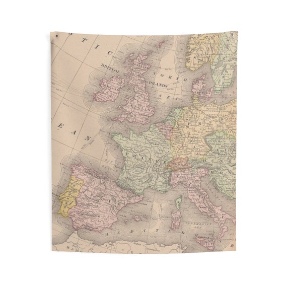 Wall Tapestry Map Tapestry Europe Europe map pillow | Etsy