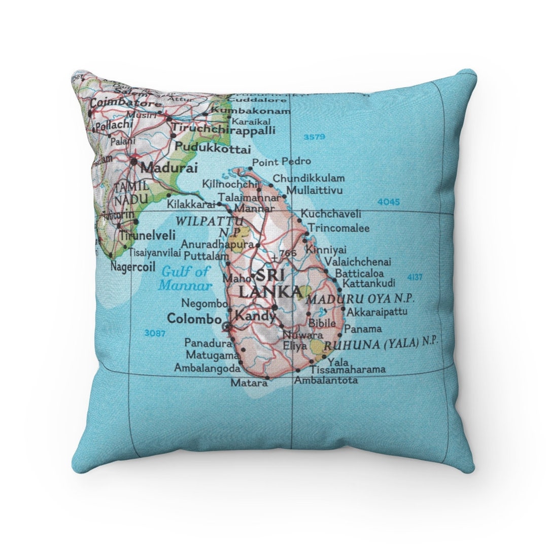 Sri Lanka Pillow Sri Lanka Map Pillow Sri Lanka Wedding Gift Sri Lanka