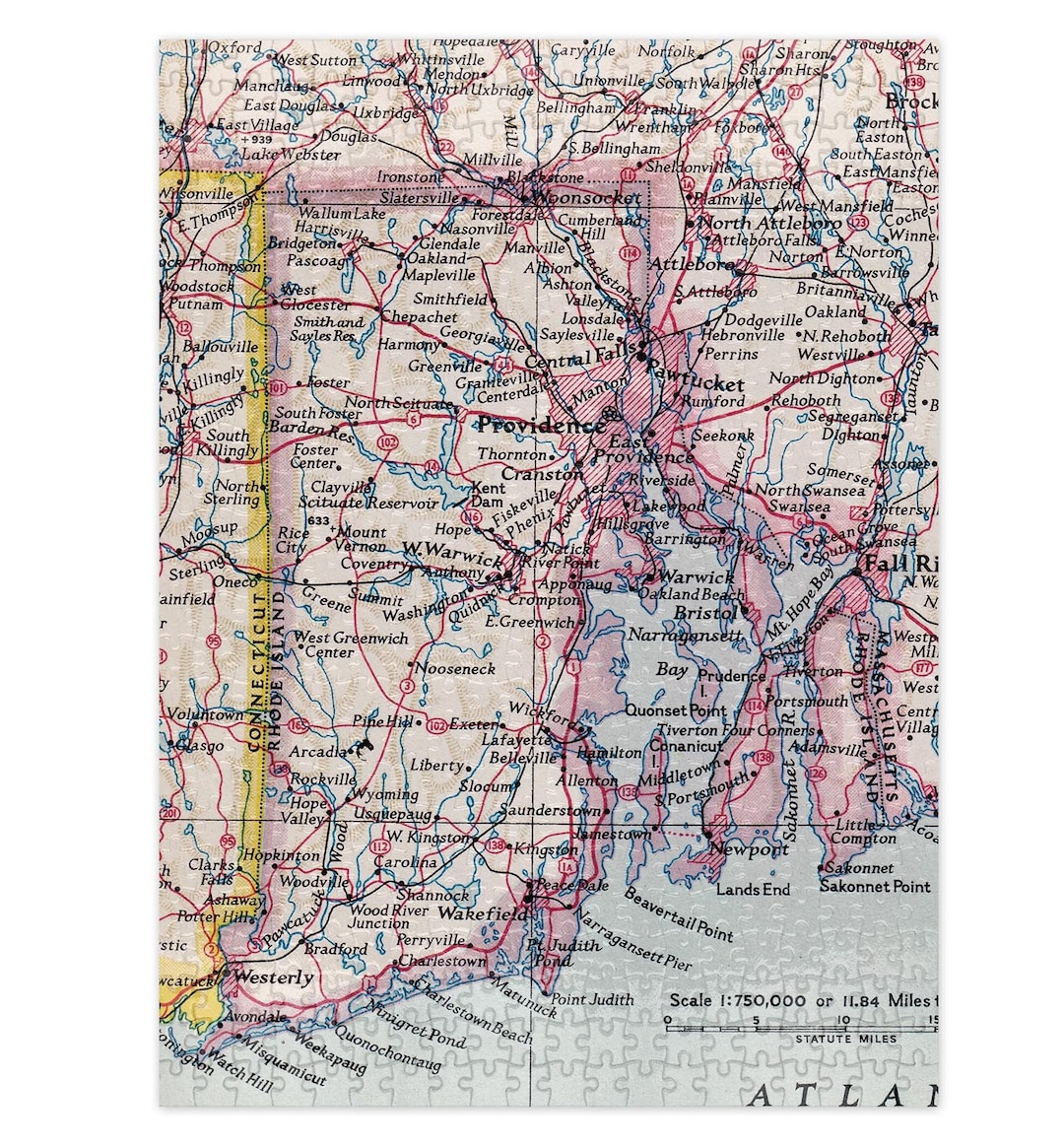 Rhode Island Map Puzzle Rhode Island Jigsaw Puzzle Rhode Island Airbnb ...