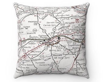 Dickinson College Carlisle Pennsylvania Map Pillow - Dickinson College Pillow - Carlisle Airbnb Decor - Graduation Gift