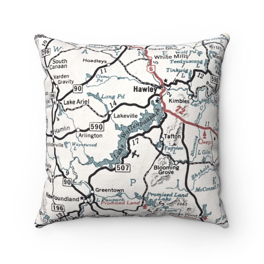 Lake Wallenpaupack Pennsylvania Map Pillow Lake House Pillow Lake