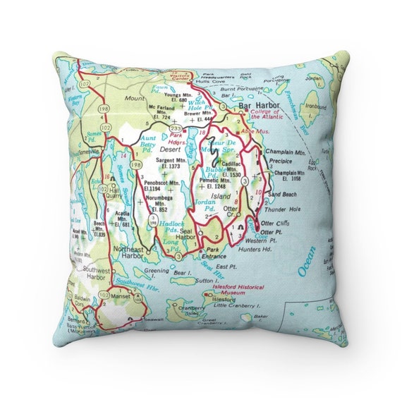 Acadia National Park Map Pillow Acadia National Park Pillow