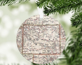 State of Wyoming Wooden Christmas Ornament Handmade in The U.S.A. State of Wyoming Wooden Christmas Ornament Handmade in The U.S.A.