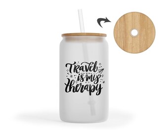 Travel Iced Coffee Tumbler - Travel Frosted Glass Tumbler - Travel Iced Coffee Mug - Bridesmaid Gift  - Girls Trip