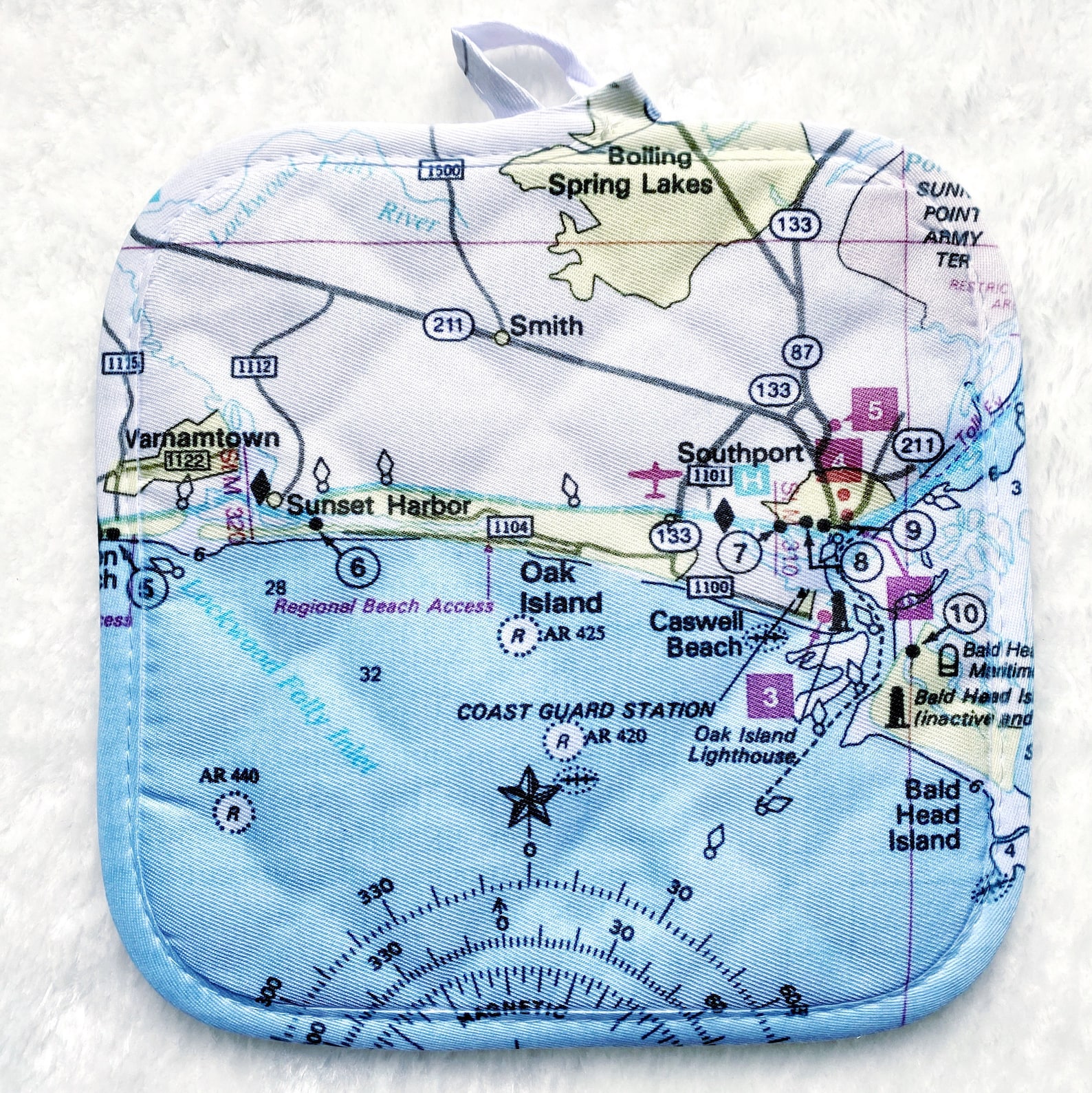 Oak Island North Carolina Map Hot Pad Oak Island Map Pot Etsy