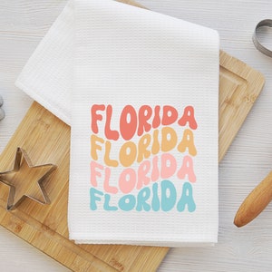 Florida Tea Towel - Florida Kitchen Towel - Florida Dish Towel - Florida Housewarming - Florida Waffle Weave Towel - Florida Realtor Gift