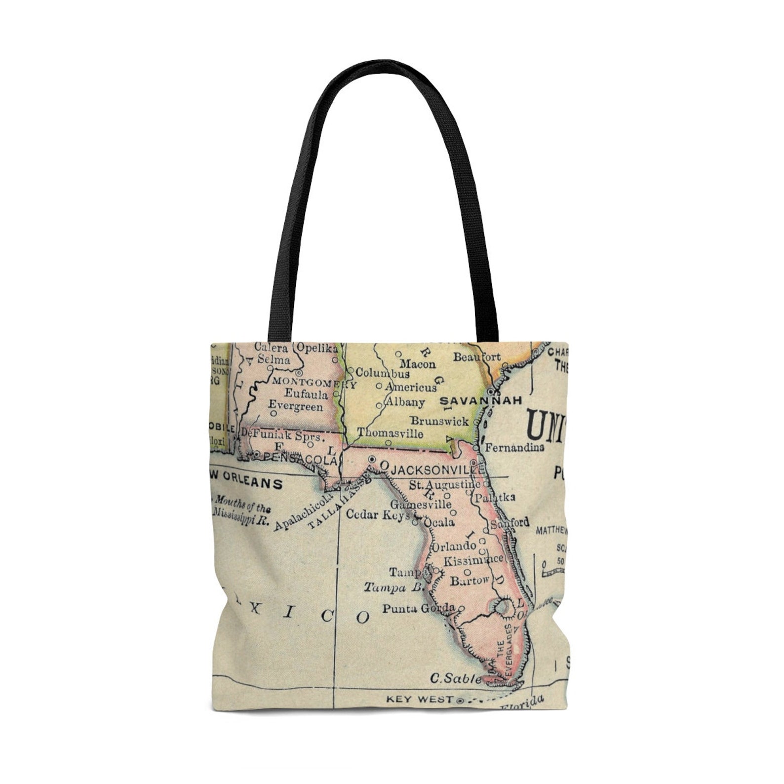 Florida Map Tote Bag Florida Tote Florida Tote Bag Etsy