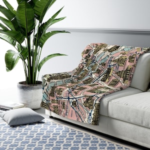 Paris Map Blanket - Paris Throw Blanket - Paris Housewarming Gift - Paris Wedding Gift - Paris Airbnb Decor - Paris Lap Blanket