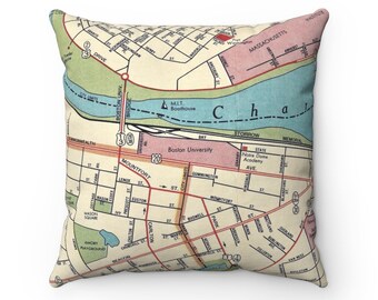 Boston University Map Pillow - Boston University Pillow - Housewarming Gift - Boston University Graduation Gift - Boston Realtor Gift