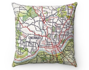 Cincinnati Map Pillow - Cincinnati Pillow - Cincinnati Wedding Gift - Cincinnati Housewarming Gift - Cincinnati Native