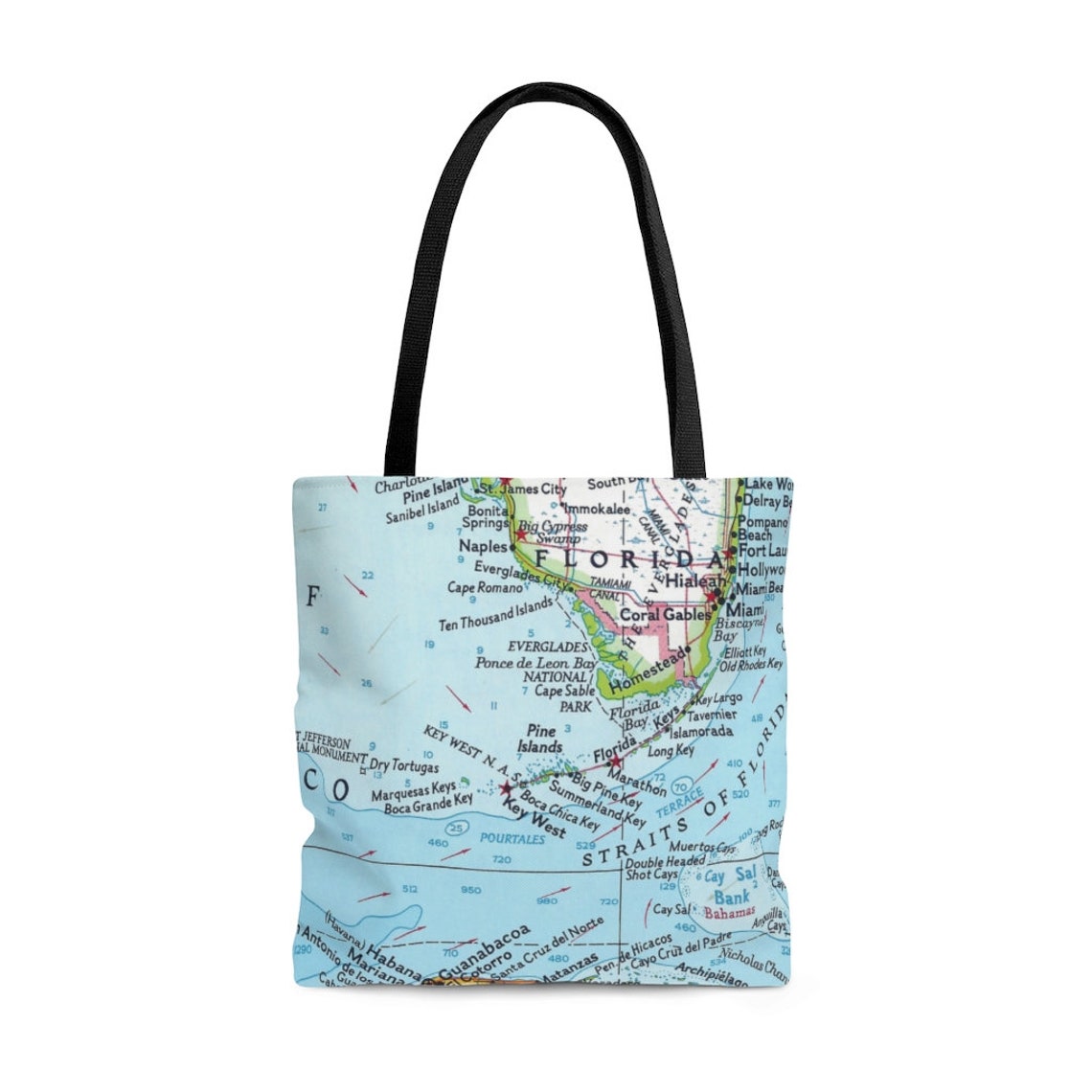 Florida Keys Map Tote Bag Florida Keys Tote Key West Tote Etsy