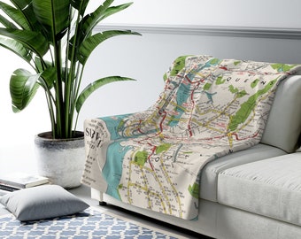 NYC Subway Map Blanket - New York Subway Blanket - NYC Subway Throw Blanket - New York Housewarming Gift - NYC Subway Map