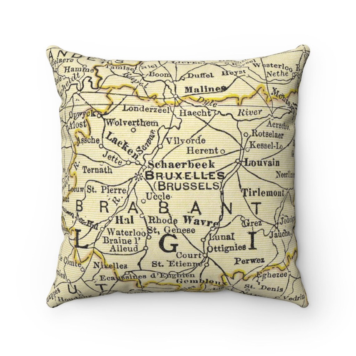 Brussels Map Pillow Brussels Pillow Brussels Wedding Gift Etsy