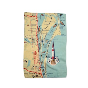 Cocoa Beach Florida Map Tea Towel - Cocoa Beach Kitchen Towel - Cocoa Beach Dish Towel - Cocoa Beach Airbnb - Cocoa Beach Realtor