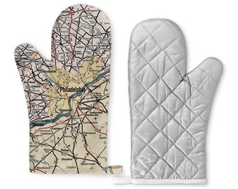 Philadelphia Map Oven Mitt - Philadelphia Oven Mitt - Philadelphia Gift - Philadelphia Airbnb - Philadelphia kitchen - Philadelphia Realtor