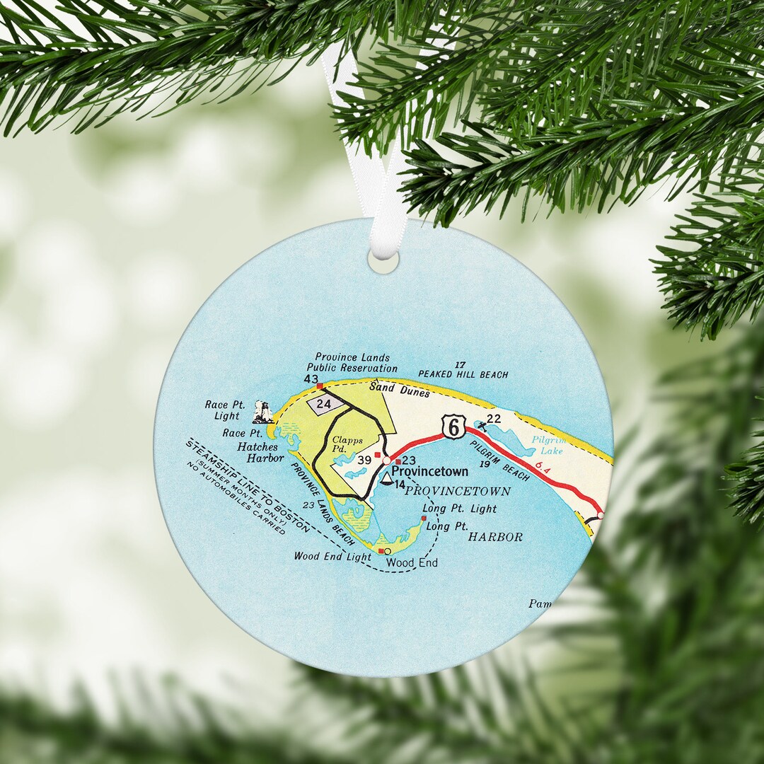 Provincetown Massachusetts Map Ornament - Provincetown Ornament ...
