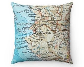 Puerto Vallarta Map Pillow - Puerto Vallarta Map Pillow - Puerto Vallarta Destination Wedding - Housewarming Gift