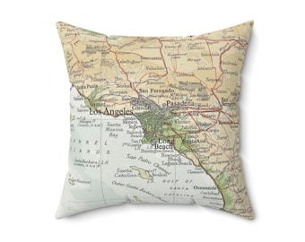 Los Angeles California Map Pillow - Los Angeles Pillow - Los Angeles Housewarming Gift - Los Angeles Airbnb - Los Angeles Realtor Gift