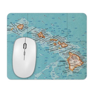 Hawaii Map Mousepad - Hawaii Office Decor - Hawaii Mousepad - Hawaii Teacher Gift - Hawaii Vacation - Hawaii Deskpad - Hawaii Trackpad